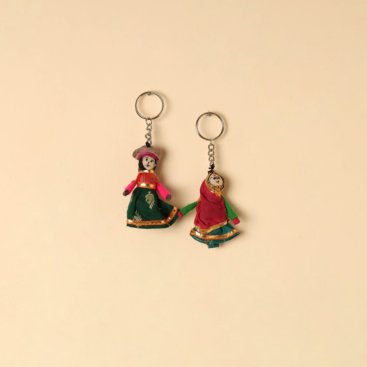  Rajasthani Puppet Couple Handmade Keychain