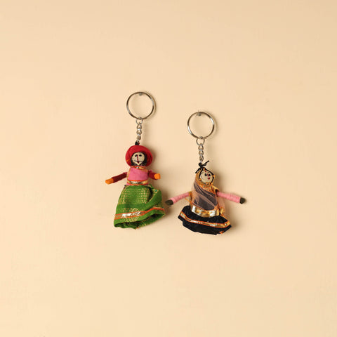  Rajasthani Puppet Couple Handmade Keychain