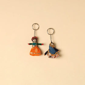  Rajasthani Puppet Couple Handmade Keychain
