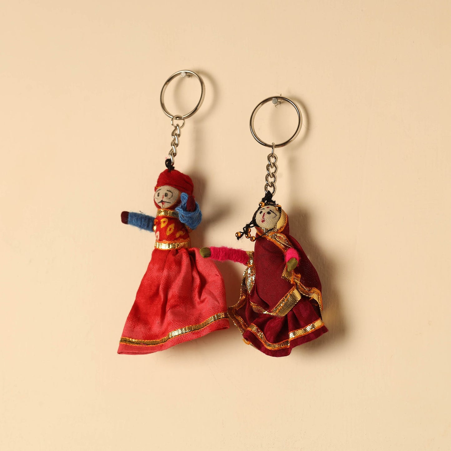  Rajasthani Puppet Couple Handmade Keychain
