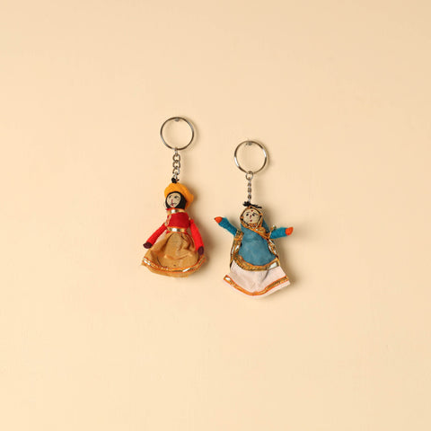  Rajasthani Puppet Couple Handmade Keychain