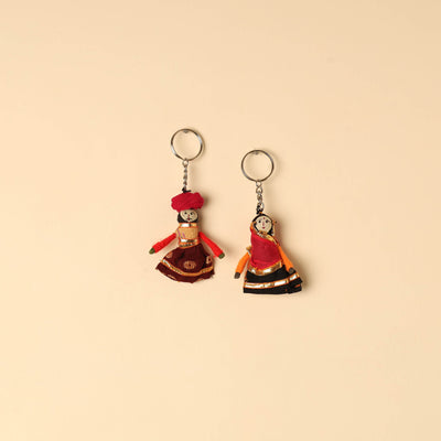  Rajasthani Puppet Couple Handmade Keychain