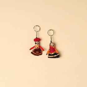  Rajasthani Puppet Couple Handmade Keychain