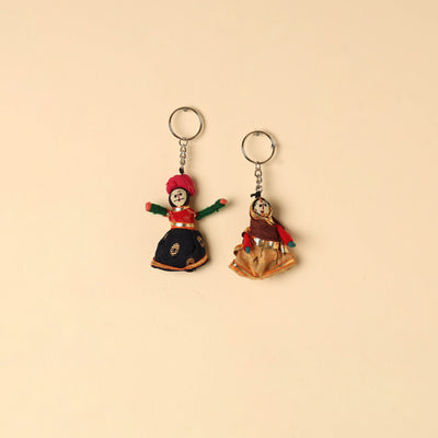 Buy Rajasthani Puppet Couple Handmade Keychain