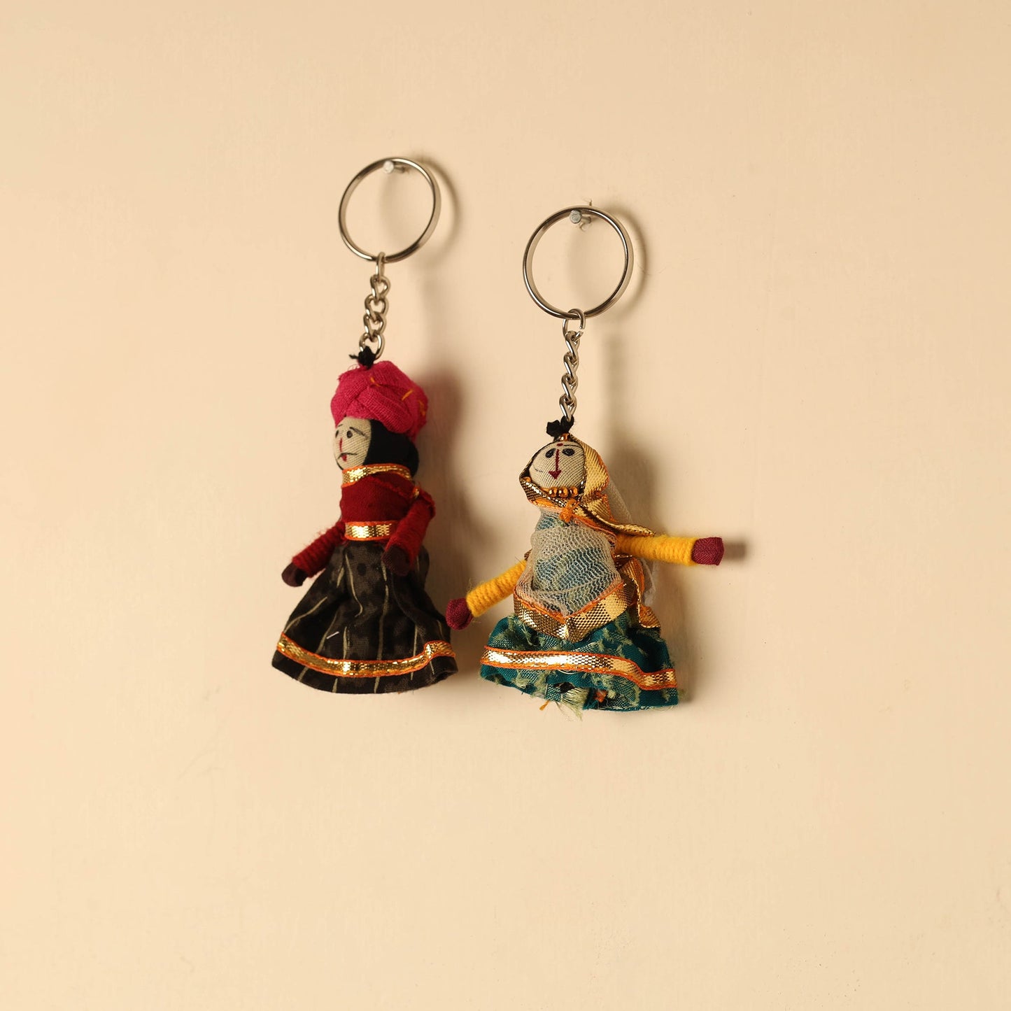  Rajasthani Puppet Couple Handmade Keychain