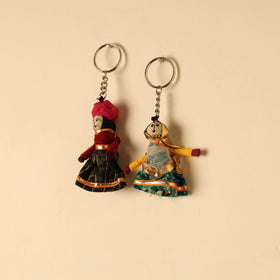  Rajasthani Puppet Couple Handmade Keychain