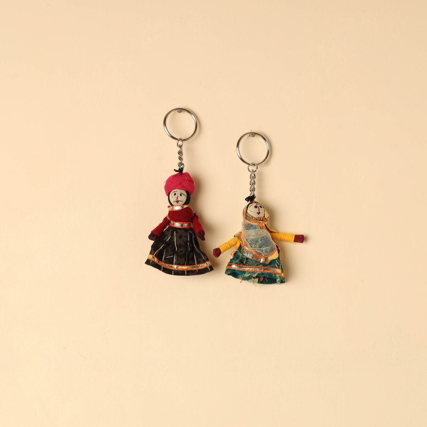  Rajasthani Puppet Couple Handmade Keychain