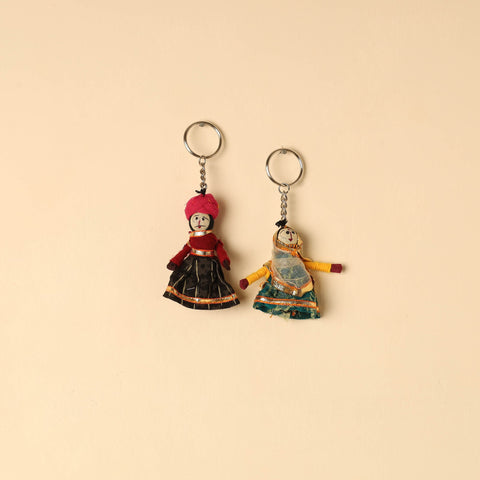  Rajasthani Puppet Couple Handmade Keychain