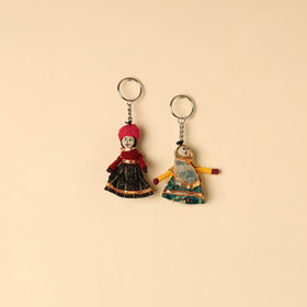  Rajasthani Puppet Couple Handmade Keychain