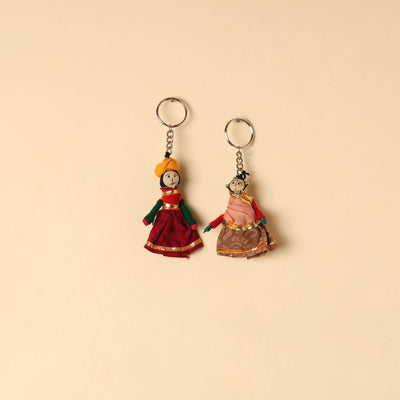  Rajasthani Puppet Couple Handmade Keychain