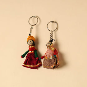  Rajasthani Puppet Couple Handmade Keychain