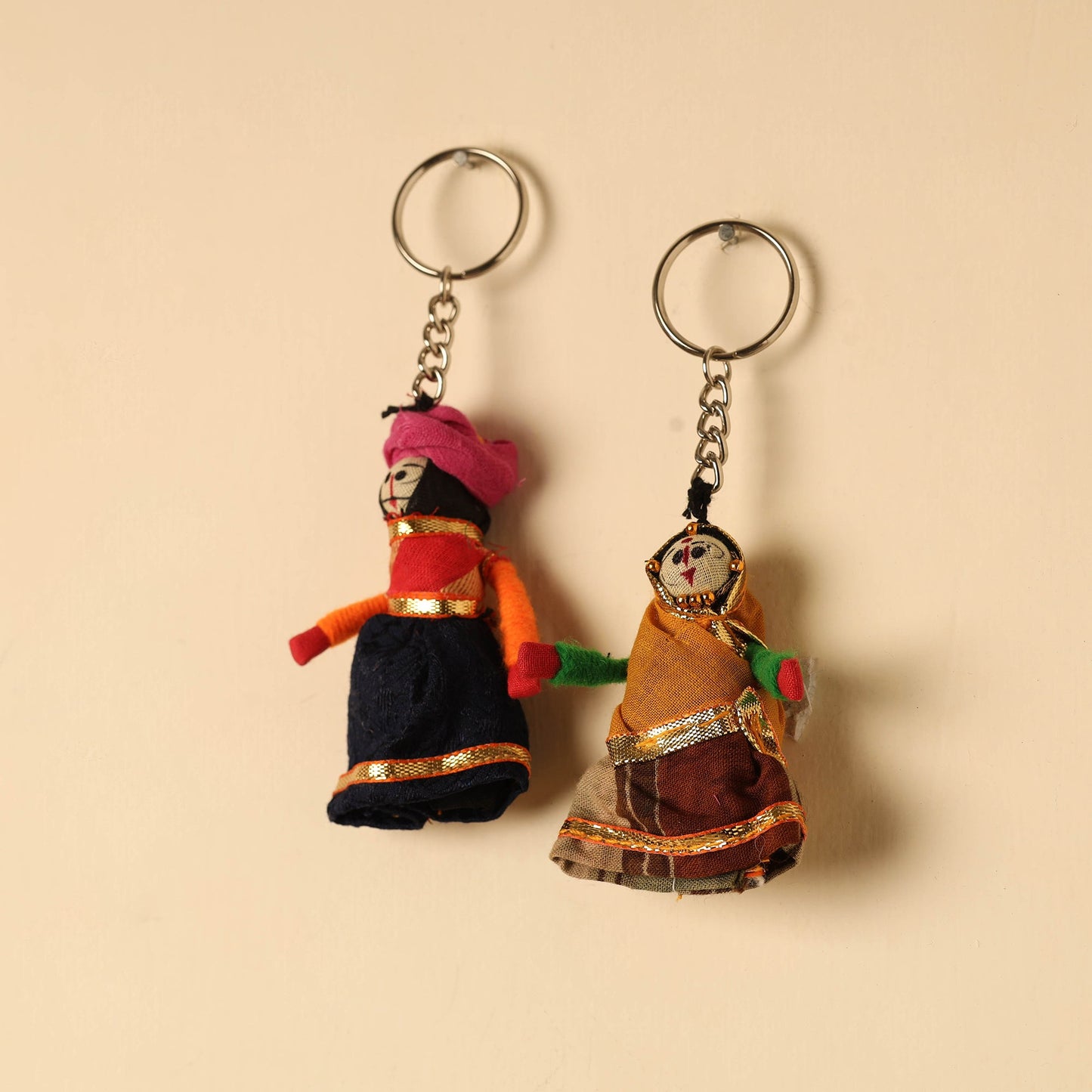  Rajasthani Puppet Couple Handmade Keychain