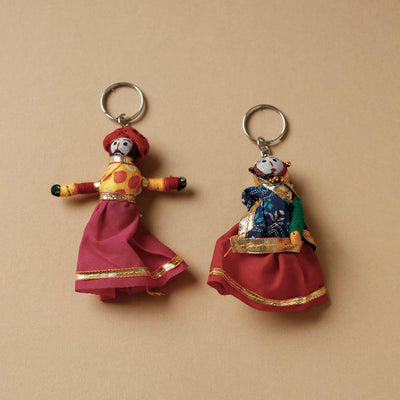  Rajasthani Puppet Couple Handmade Keychain (Set of 2) 