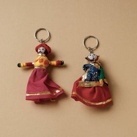  Rajasthani Puppet Couple Handmade Keychain (Set of 2) 