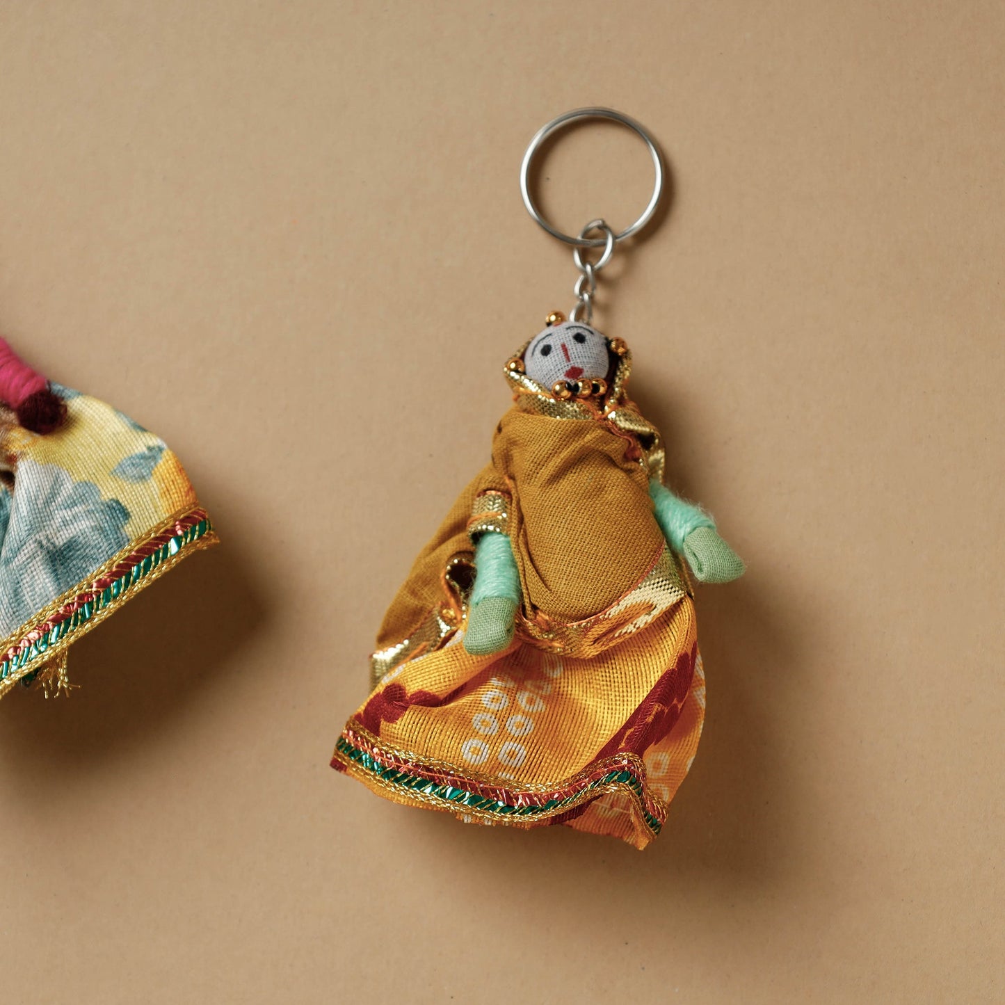  Rajasthani Puppet Couple Handmade Keychain (Set of 2) 
