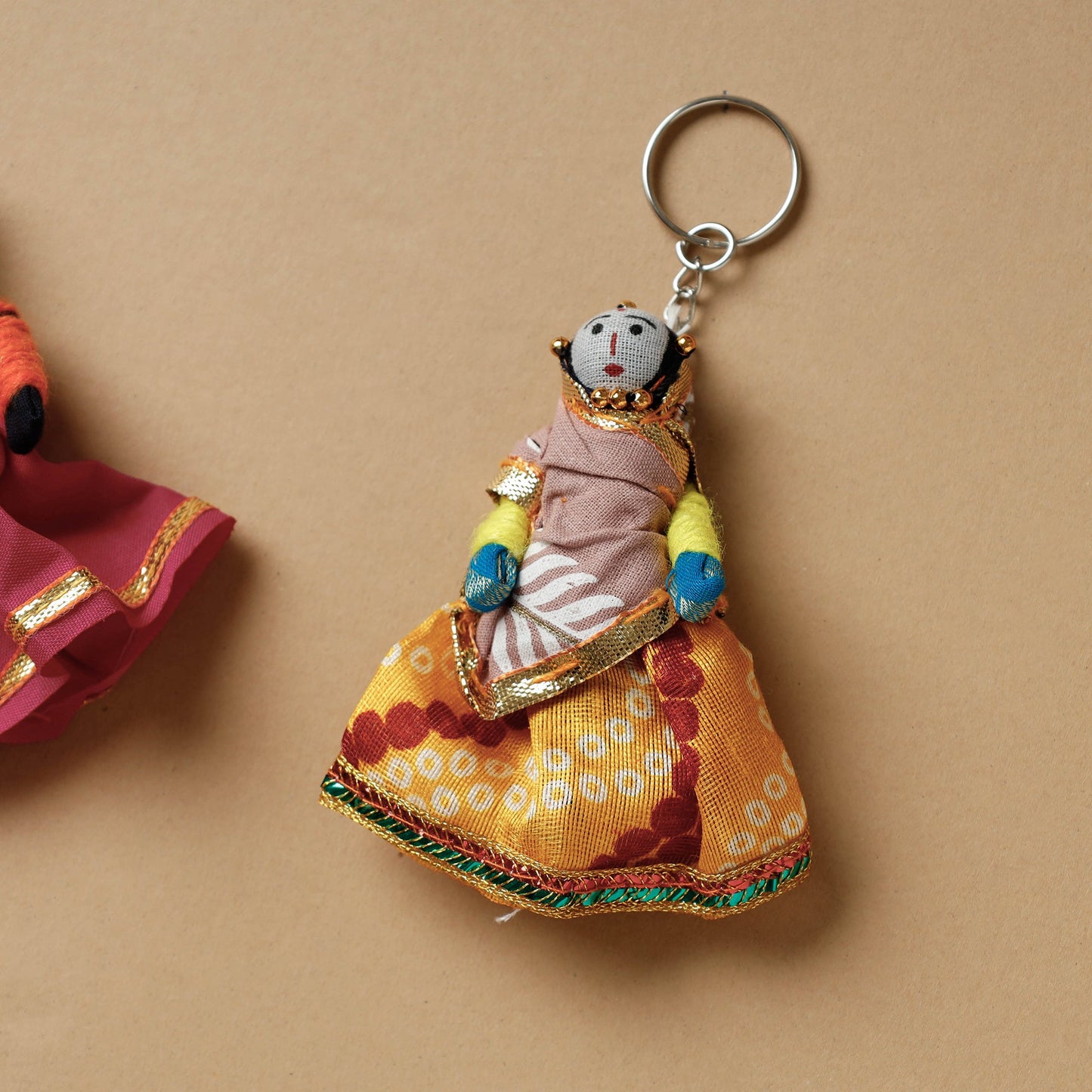  Rajasthani Puppet Couple Handmade Keychain (Set of 2) 