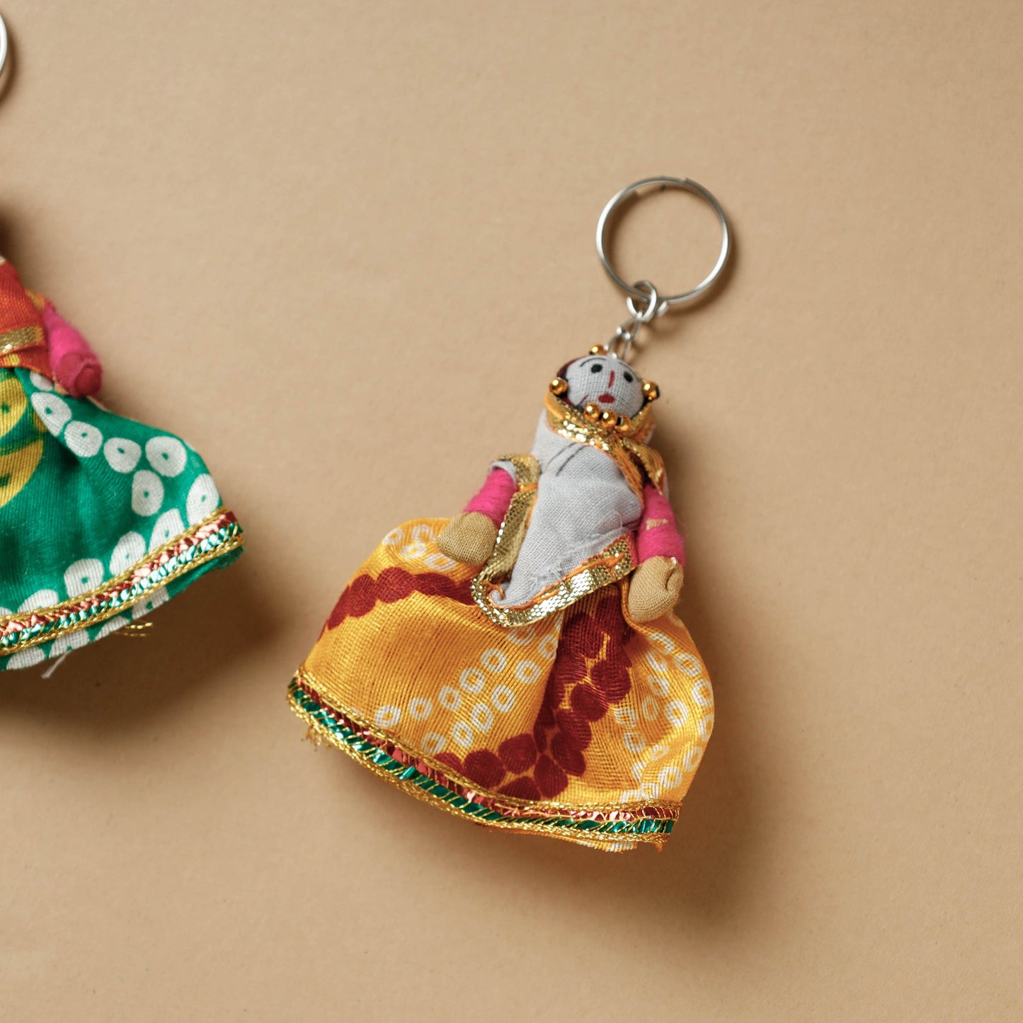  Rajasthani Puppet Couple Handmade Keychain (Set of 2) 
