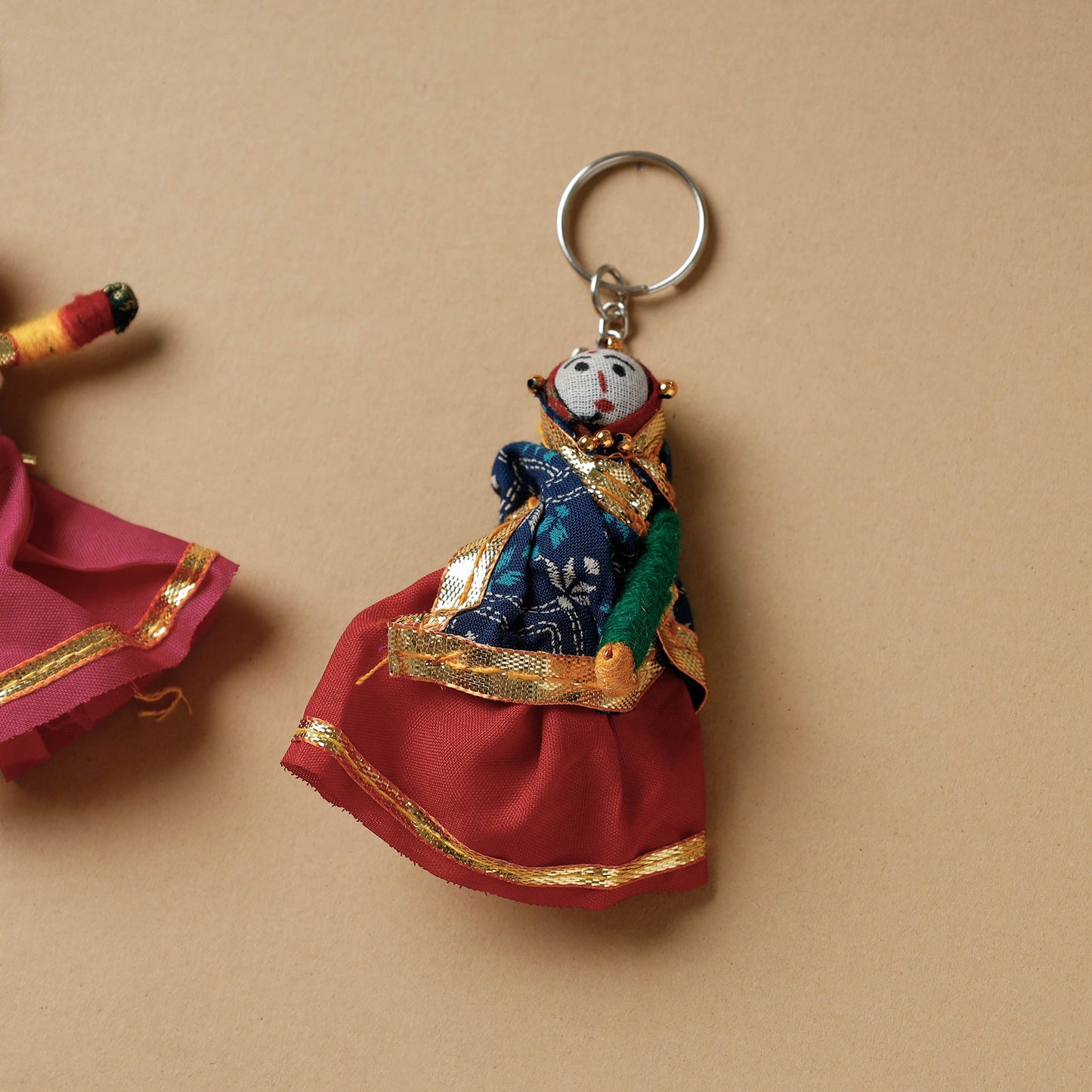  Rajasthani Puppet Couple Handmade Keychain (Set of 2) 
