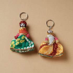  Rajasthani Puppet Couple Handmade Keychain (Set of 2) 