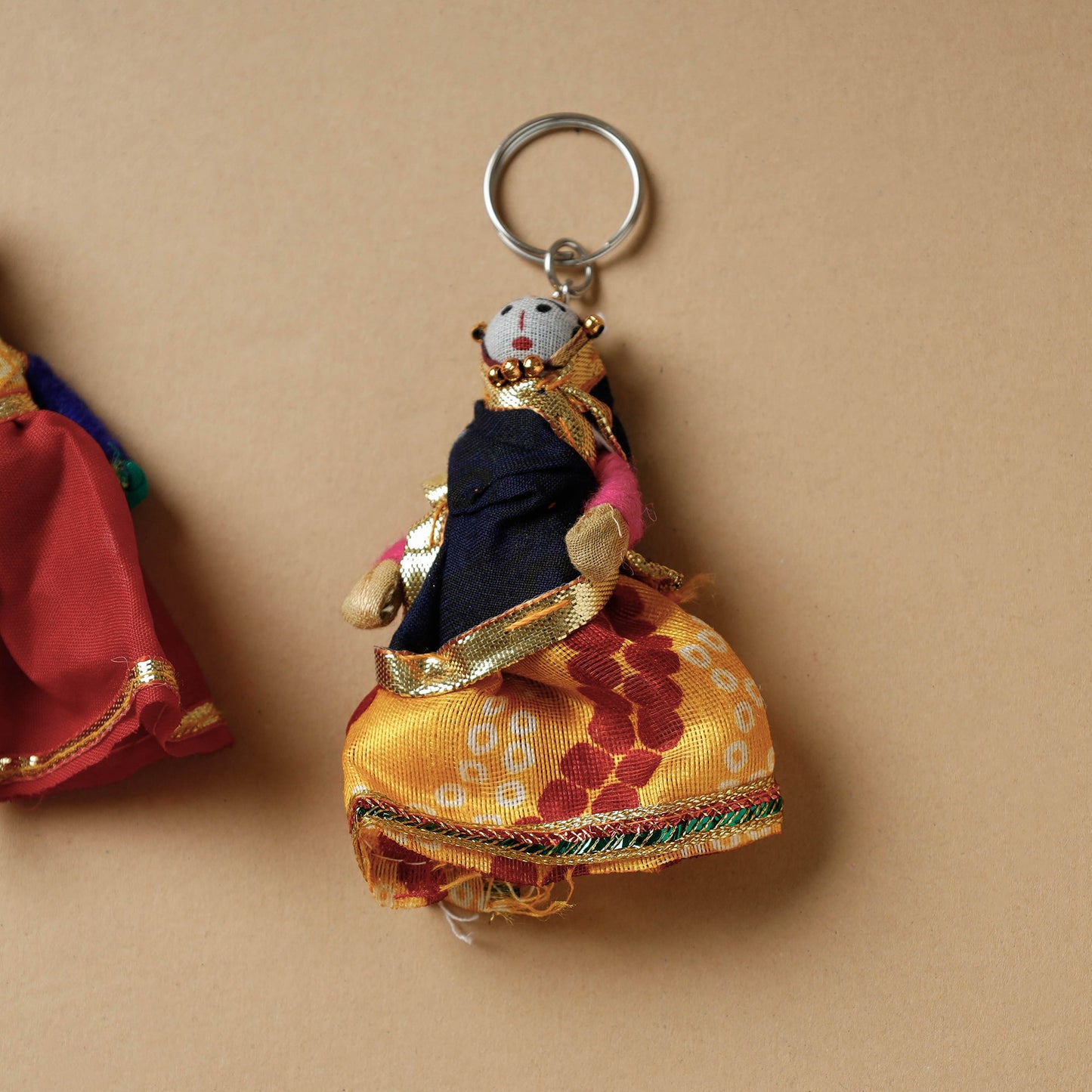  Rajasthani Puppet Couple Handmade Keychain (Set of 2) 