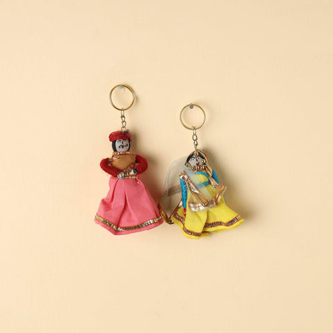   Rajasthani Puppet Couple Handmade Keychains (Set of 2) 