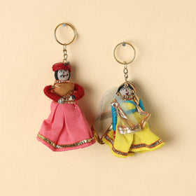   Rajasthani Puppet Couple Handmade Keychains (Set of 2) 