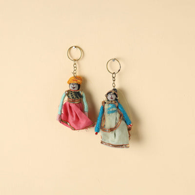   Rajasthani Puppet Couple Handmade Keychains (Set of 2) 
