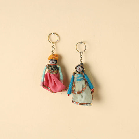   Rajasthani Puppet Couple Handmade Keychains (Set of 2) 