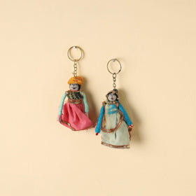   Rajasthani Puppet Couple Handmade Keychains (Set of 2) 