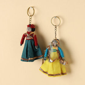   Rajasthani Puppet Couple Handmade Keychains (Set of 2) 