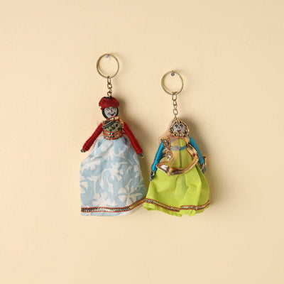   Rajasthani Puppet Couple Handmade Keychains (Set of 2) 