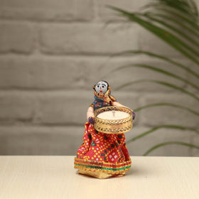  Rajasthani Puppet Couple Handmade Tealight Candle Holders (Set of 2) 