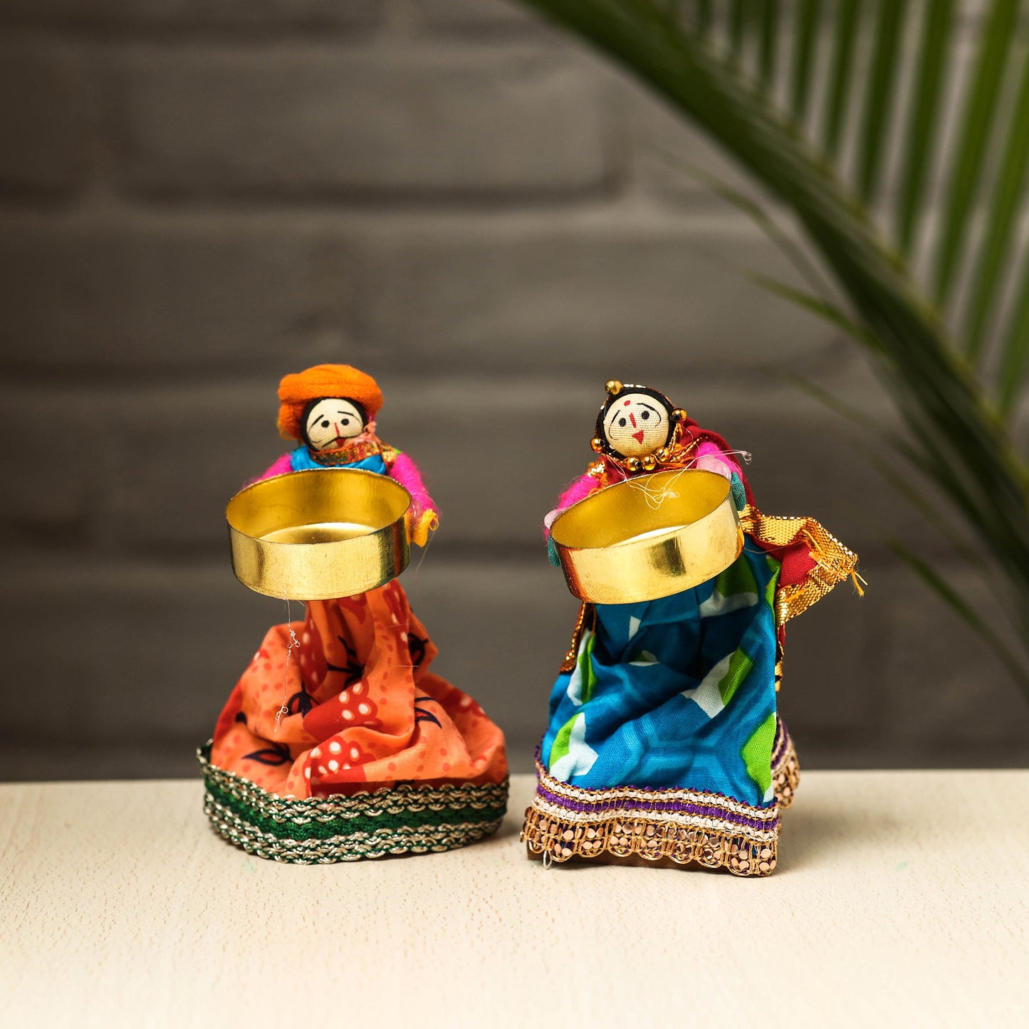  Rajasthani Puppet Couple Handmade Tealight Candle Holders 