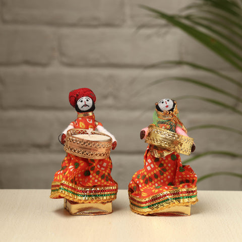  Rajasthani Puppet Couple Handmade Tealight Candle Holders (Set of 2) 