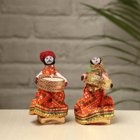  Rajasthani Puppet Couple Handmade Tealight Candle Holders (Set of 2) 