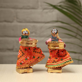  Rajasthani Puppet Couple Handmade Tealight Candle Holders (Set of 2) 