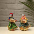  Rajasthani Puppet Couple Handmade Tealight Candle Holders (Set of 2) 