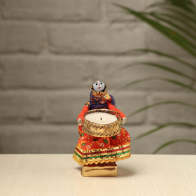  Rajasthani Puppet Couple Handmade Tealight Candle Holders (Set of 2) 