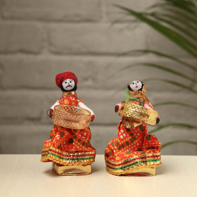  Rajasthani Puppet Couple Handmade Tealight Candle Holders (Set of 2) 