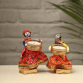  Rajasthani Puppet Couple Handmade Tealight Candle Holders (Set of 2) 