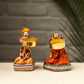  Rajasthani Puppet Couple Handmade Tealight Candle Holders 
