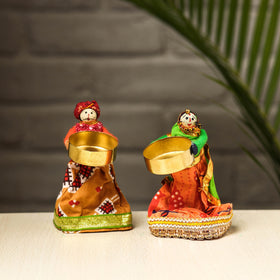  Rajasthani Puppet Couple Handmade Tealight Candle Holders 