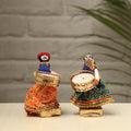  Rajasthani Puppet Couple Handmade Tealight Candle Holders (Set of 2) 