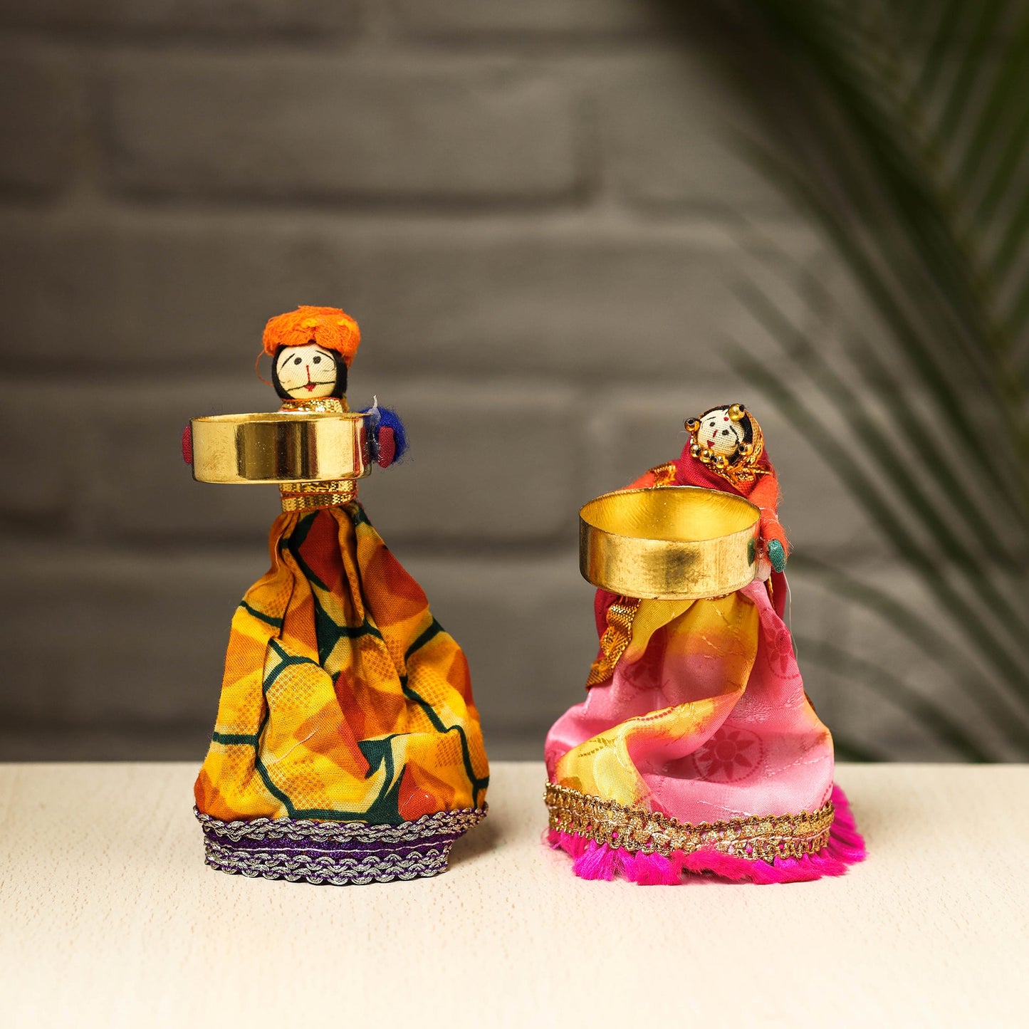  Rajasthani Puppet Couple Handmade Tealight Candle Holders 