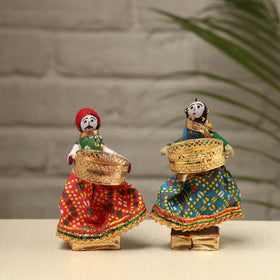  Rajasthani Puppet Couple Handmade Tealight Candle Holders (Set of 2) 