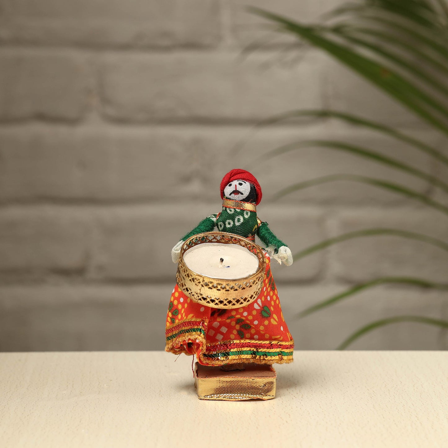  Rajasthani Puppet Couple Handmade Tealight Candle Holders (Set of 2) 
