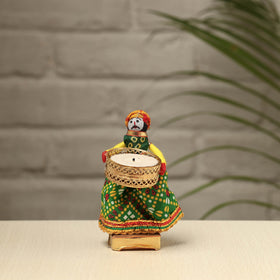  Rajasthani Puppet Couple Handmade Tealight Candle Holders (Set of 2) 