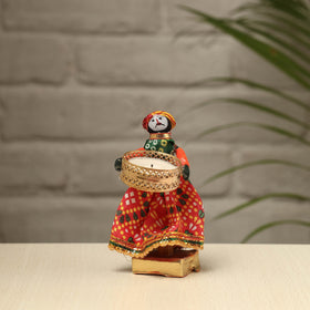  Rajasthani Puppet Couple Handmade Tealight Candle Holders (Set of 2) 