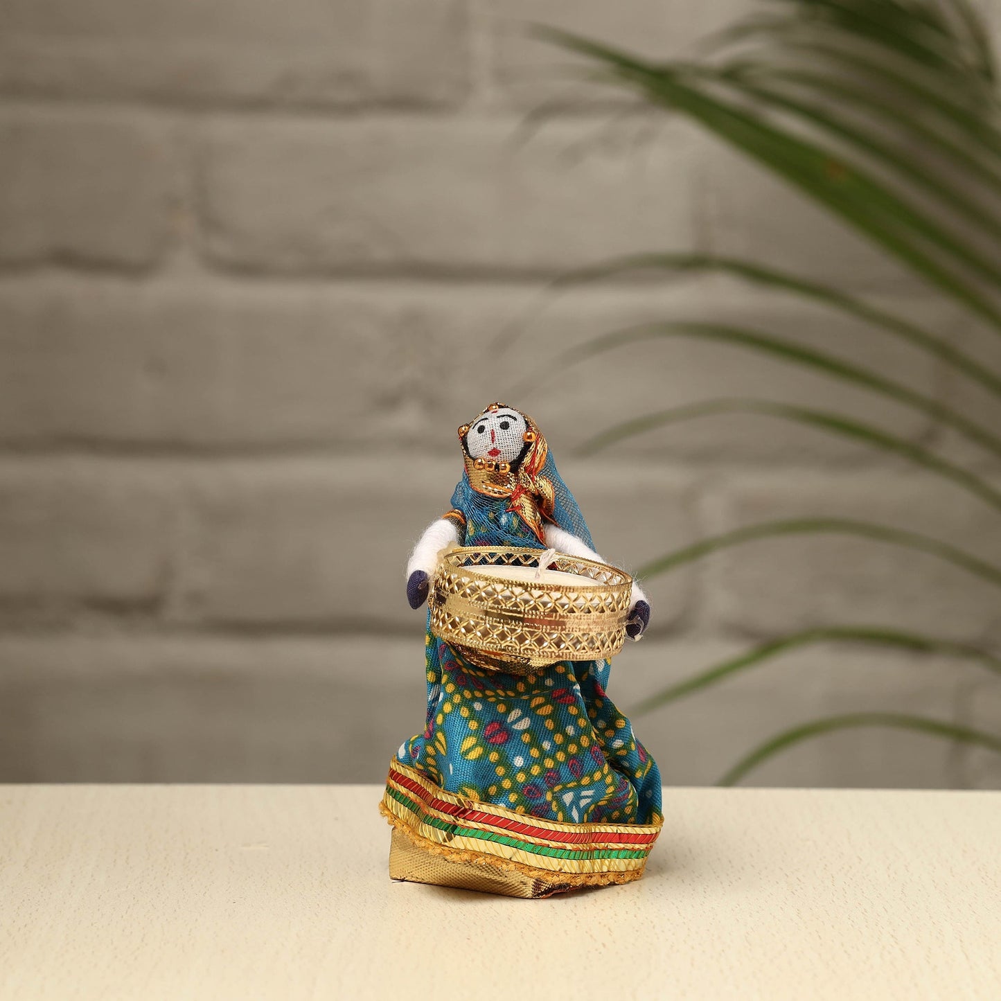  Rajasthani Puppet Couple Handmade Tealight Candle Holders (Set of 2) 