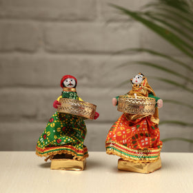  Rajasthani Puppet Couple Handmade Tealight Candle Holders (Set of 2) 